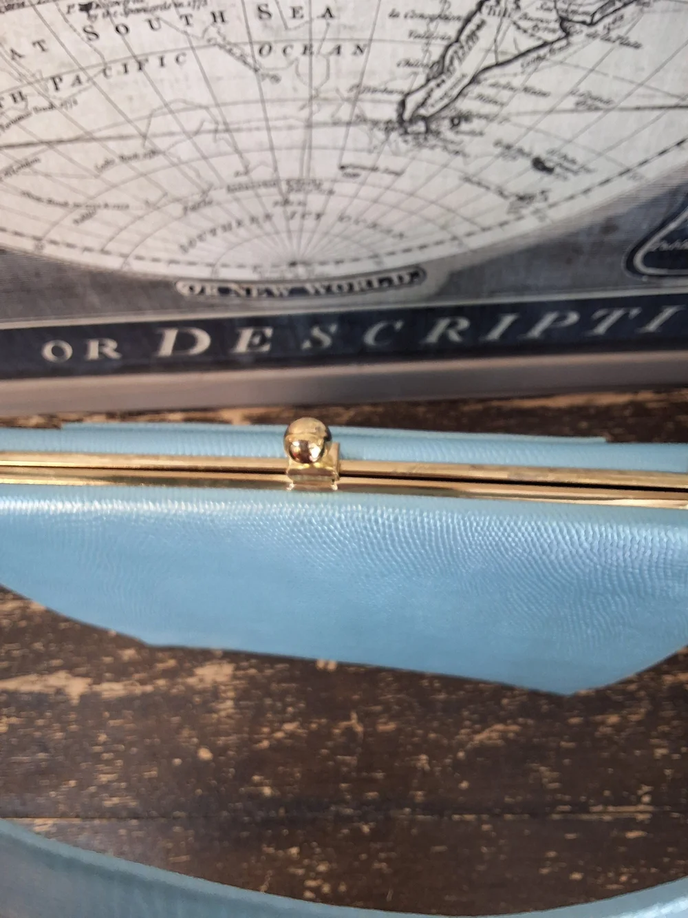 Vintage 60s Light Blue Structured Top-Handle Women's Bag